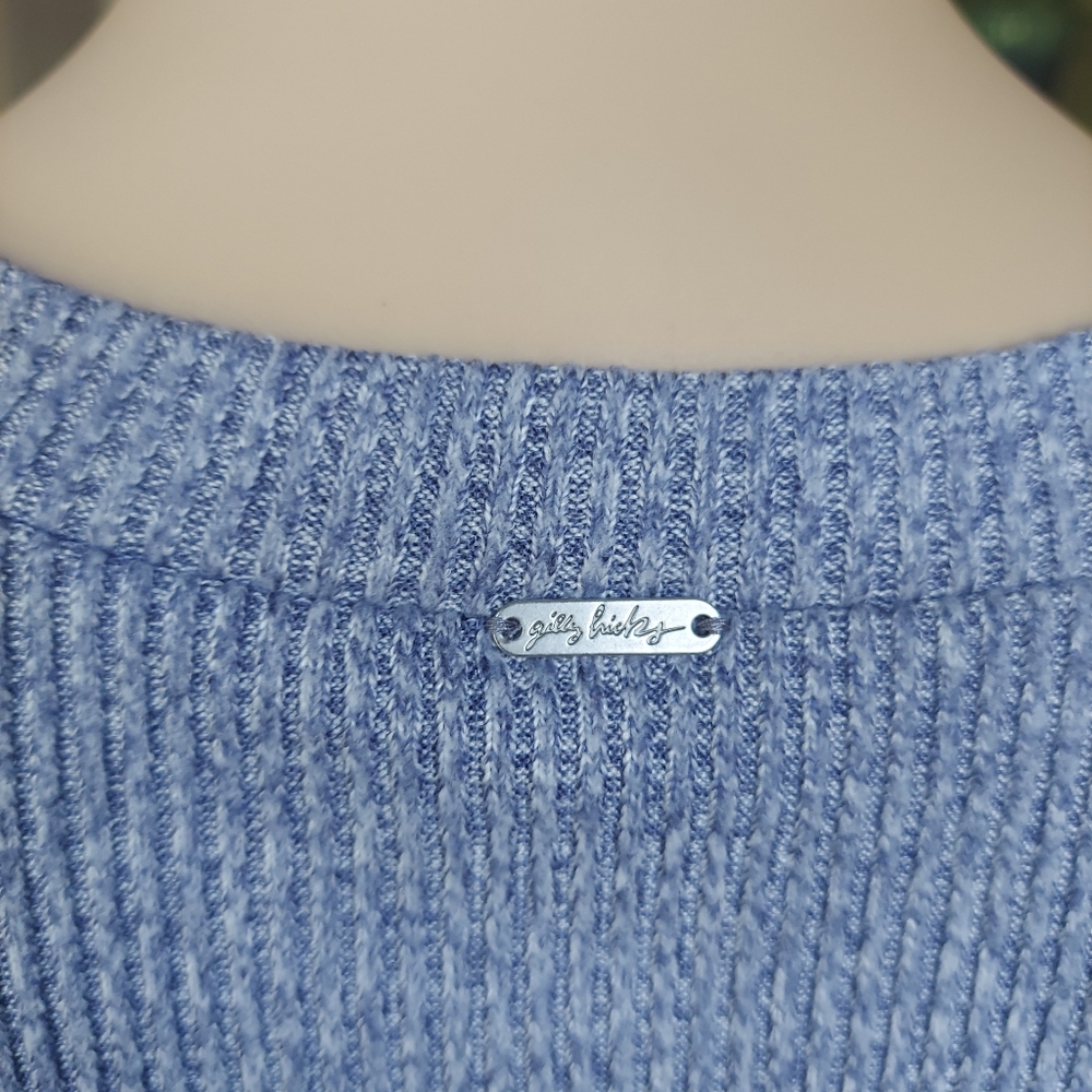 Gilly Hicks Cropped Ribbed Solid Crew Neck Drawstring Pull Over Sweater - Picture 8 of 10